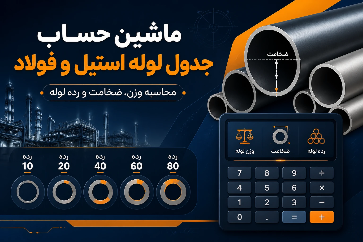 جدول لوله فولادی و استیل